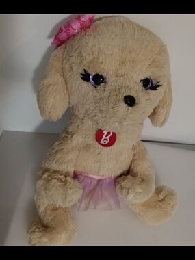 Ballerina Poodle Plush Toy Dog Jumbo 22" Mattel Barbie  Beige Color Beautiful.